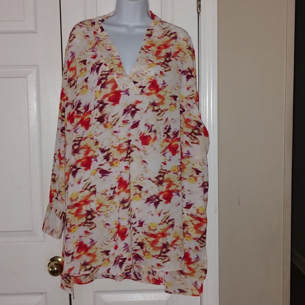 Terra & Sky  multicolor  sheer tunic blouse top  Sz 4X
